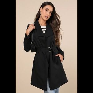 NWT LULUS Winnipeg Black Trench Coat